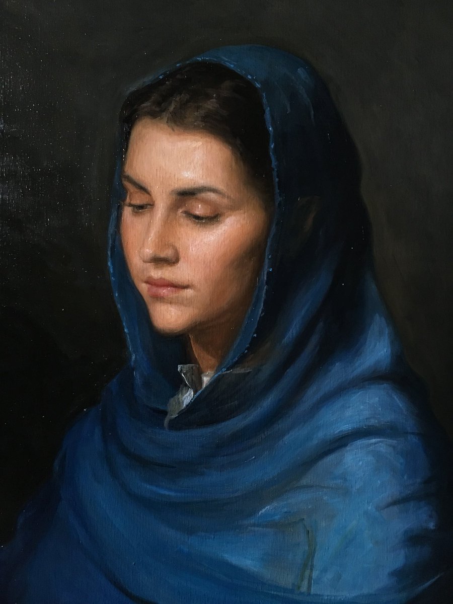 Matthew1collins's tweet image. An example of my #sightsizemethod setup for my imaginative head studies. #oilpainting #sacredart