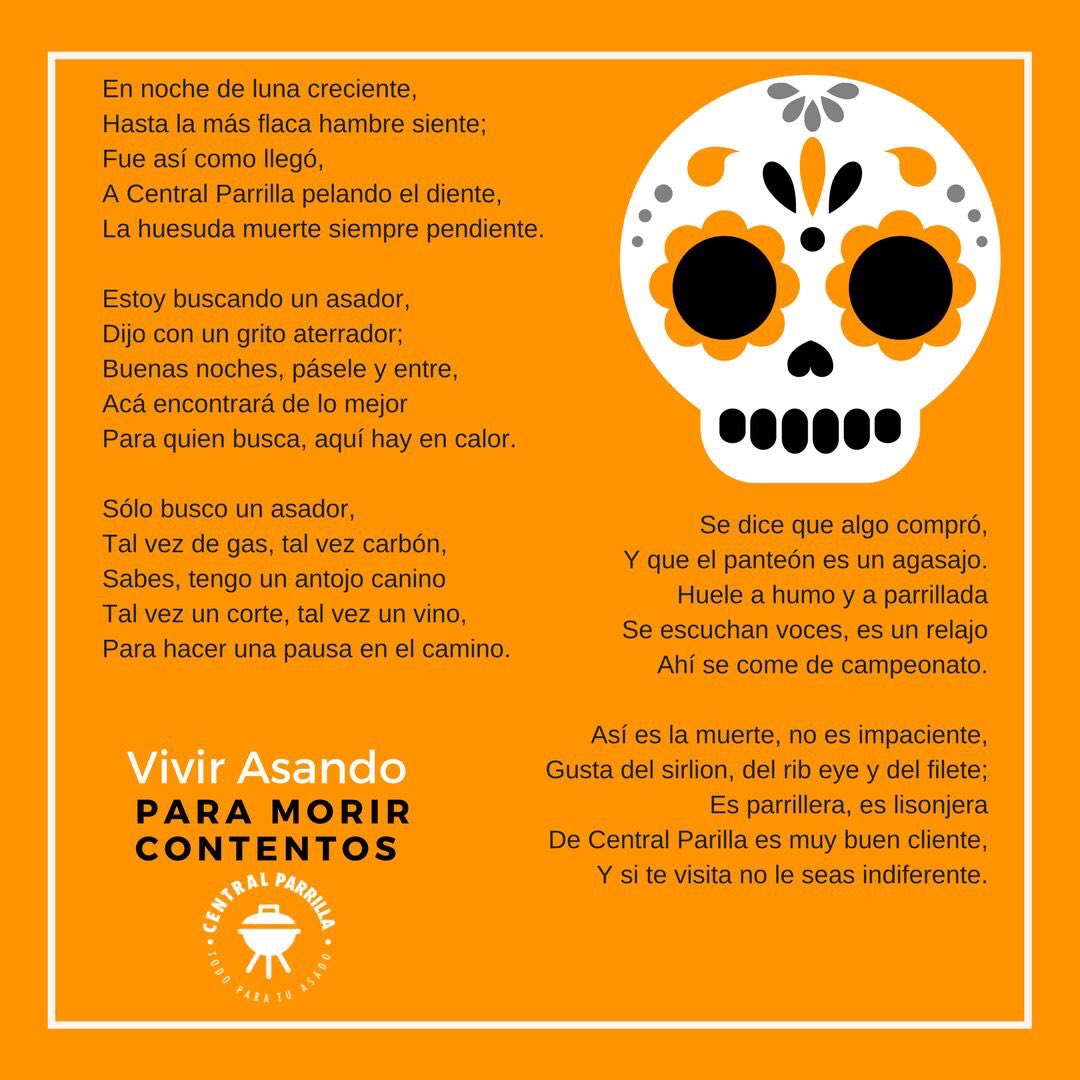 CentralParrilla's tweet photo. #DiaDeMuertosMexico Vivir asando, para morir contentos. Celebremos la vida! https://t.co/zPaaDibxVs