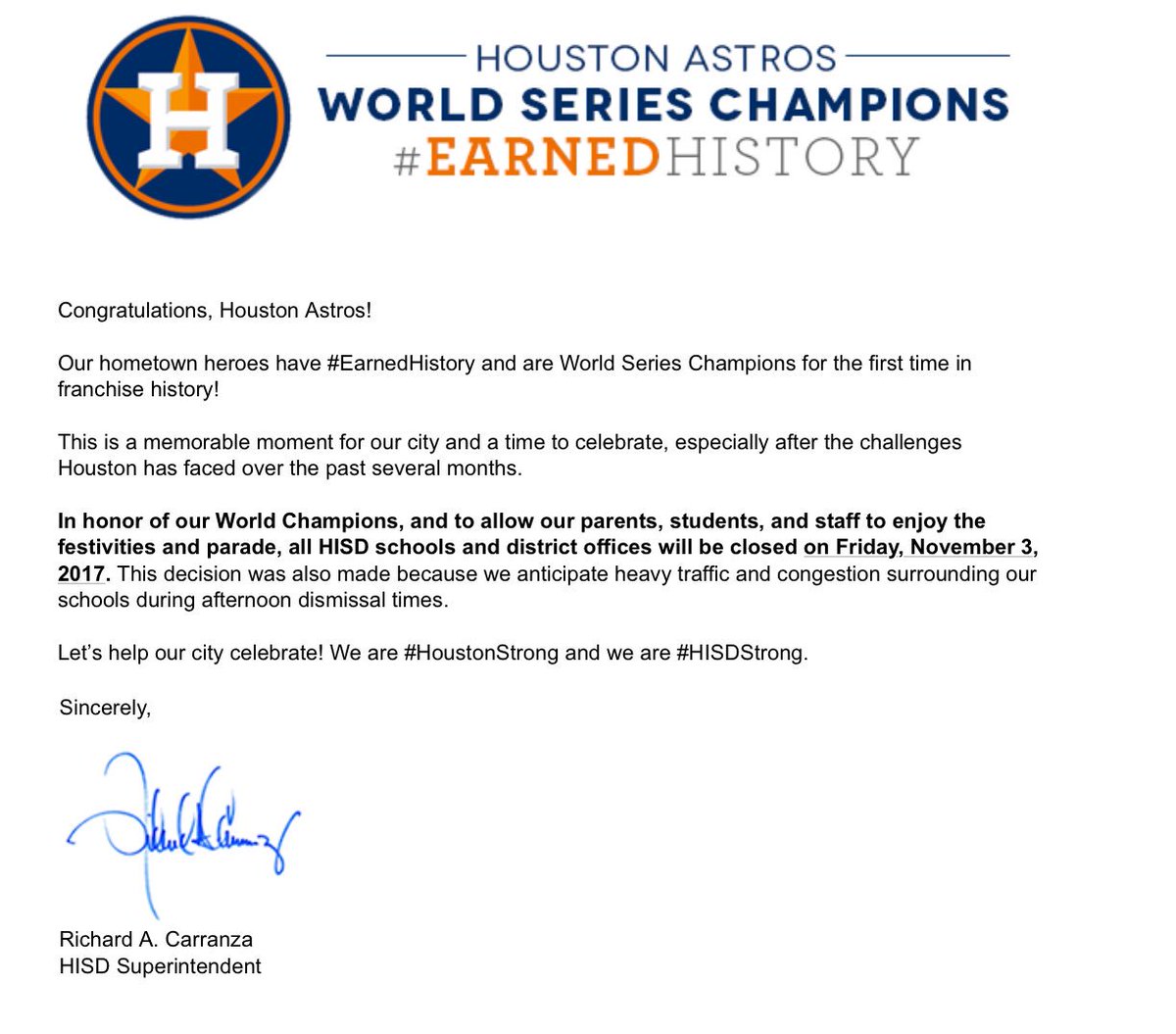 DOEChancellor's tweet photo. Go Astros! https://t.co/QQglvKnR3M