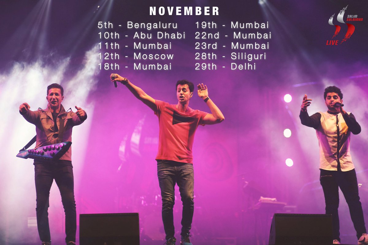 rajpandit17's tweet photo. No Chill November! ✨✨✨
#SalimSulaimanLive #SSLive2017 https://t.co/EJsqr2zhnw