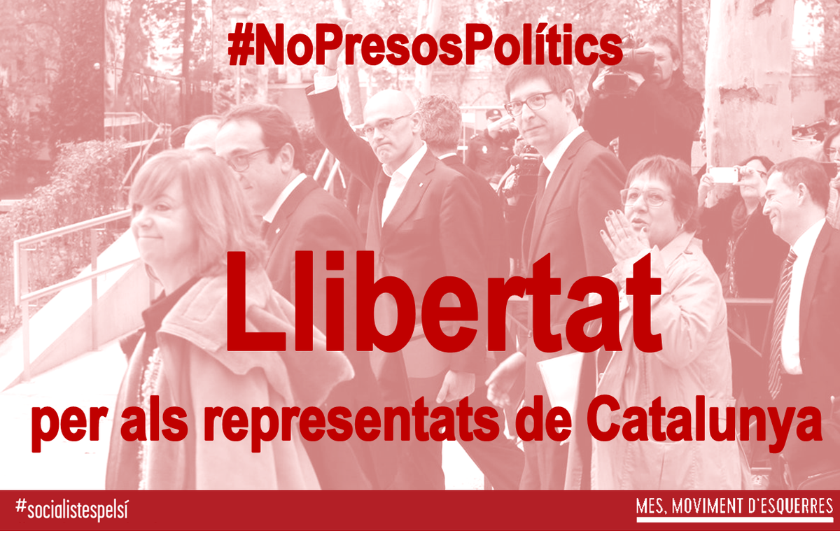 MovEsquerresCat's tweet photo. 📢Ara més q mai #SocialistesPelSí ens mobilitzem x defensar el Govern legítim d CAT, empresonats injustament 🖐️#NoPresosPolítics #NoRepressió https://t.co/dpz8AkCGMR