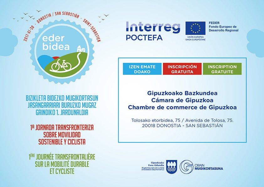 ederbidea's tweet photo. Una jornada del projecto #EDERBIDEA #POCTEFA para reflexionar juntos sobre #movilidad #ciclista en nuestros territorios. No te la pierdas https://t.co/WoOnwg1FW3