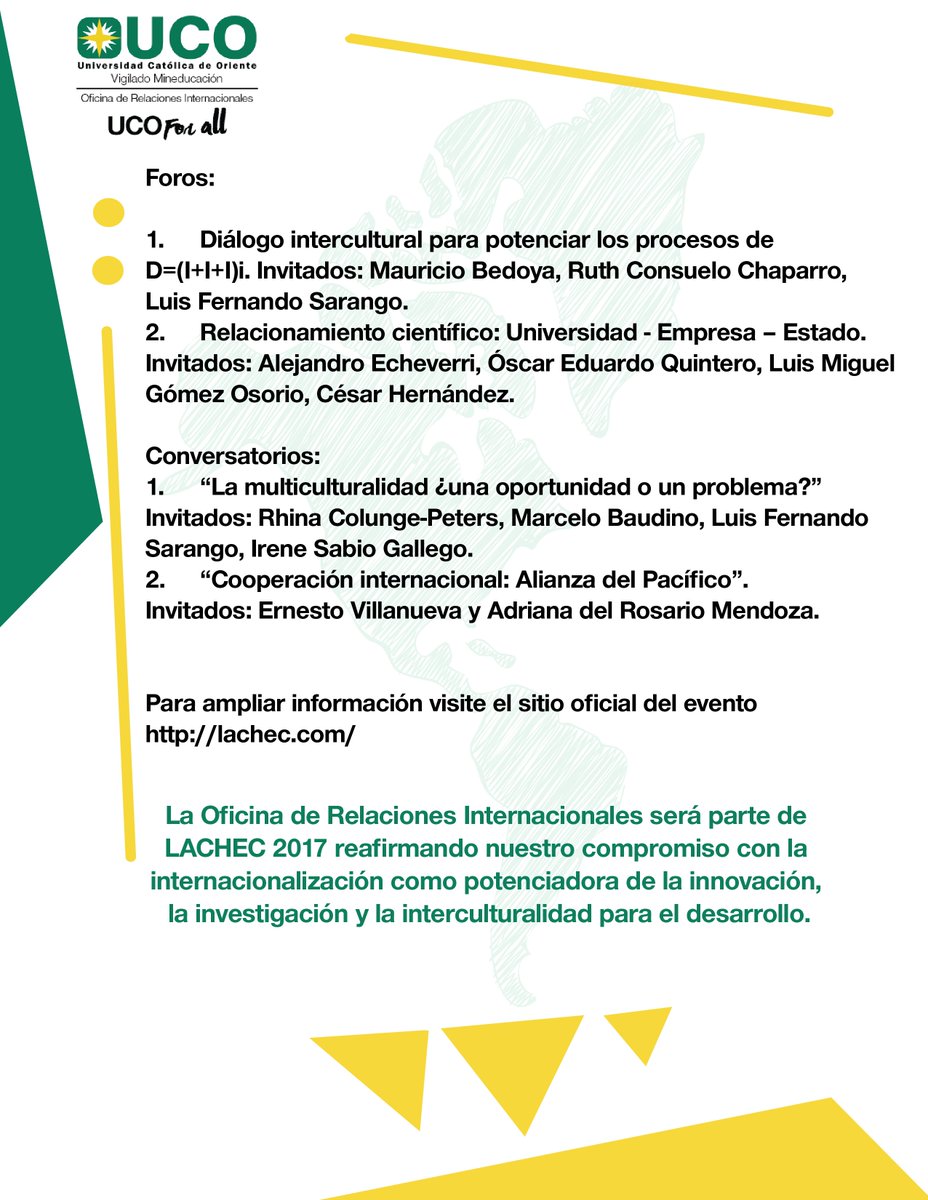 ORI_UCO's tweet photo. #ComunicadoORI 🌎🌍🌏
La UCO participará como organizadora y patrocinadora en LACHEC 2017.
⤵️ https://t.co/c9LRf8tWAN