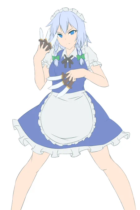 洗脳前咲夜さんの下塗りです。線画は細く描けるように努力したい…。 