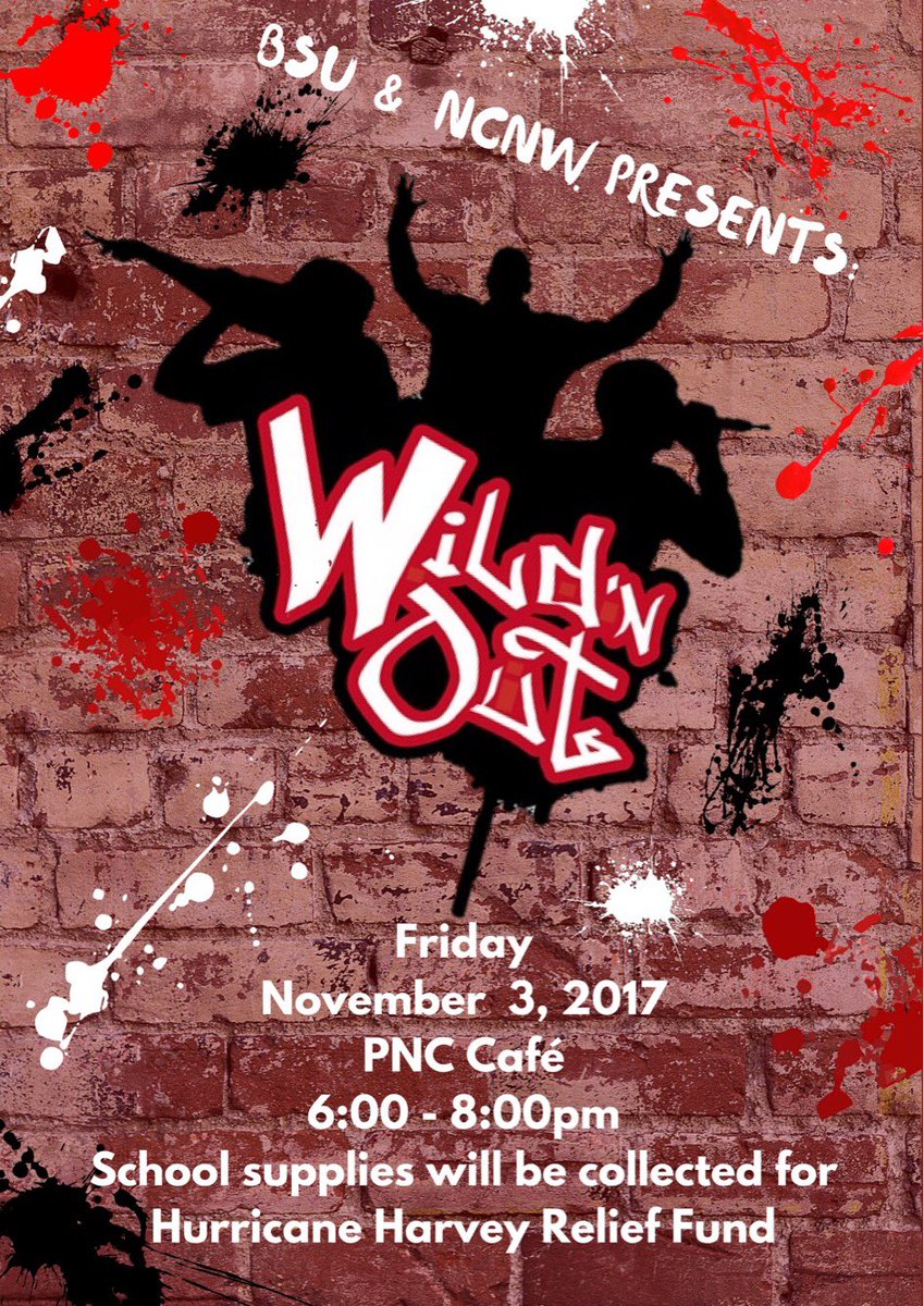 RMU_BSU's tweet photo. It’s the illest improv show around, Wild N’Out . Come and laugh out of your seats in the PNC Cafe tomorrow night at 6pm. https://t.co/BkbF0n8fLR