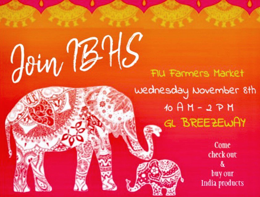 IBHSFIU's tweet photo. Join Us Again✨NEXT WEDNESDAY! Come check out our India products at the FIU Farmers Market🌏🛍🐘 #JoinIbhs #IbhsFiu https://t.co/RQZDSHE1qi