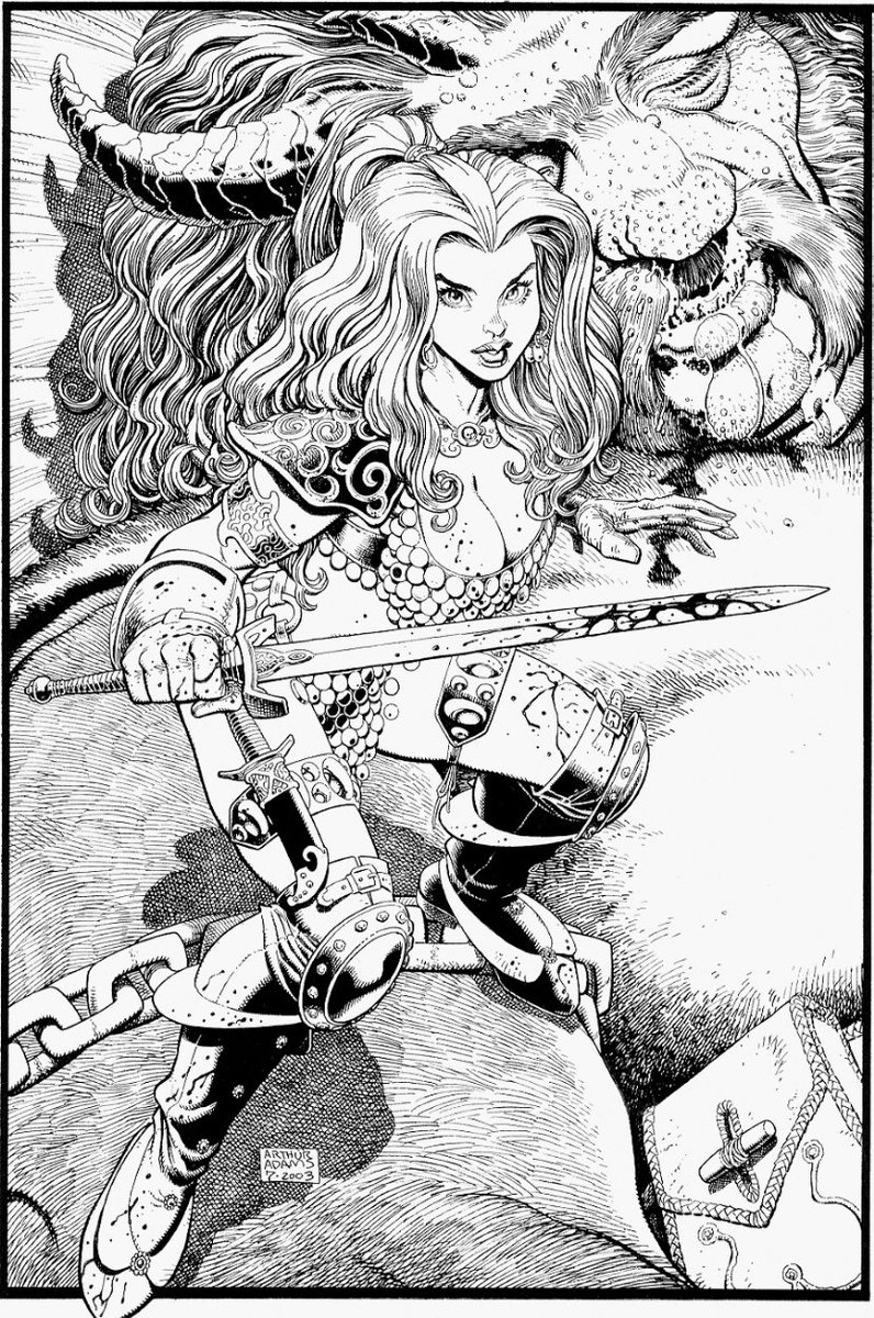 DailyArtAdams's tweet photo. Red Sonja https://t.co/fOzTZKBFXk