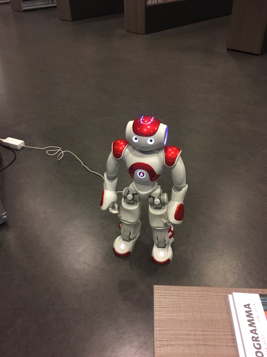 AnRieTweet's tweet photo. Vandaag presentatiedag van een 2VWO-groep én MBO-verzorgenden-groep. Toppie-toppie zoals Robin de robot zei. @bieb024 #robothackathon #trots https://t.co/IVaym1BNvW