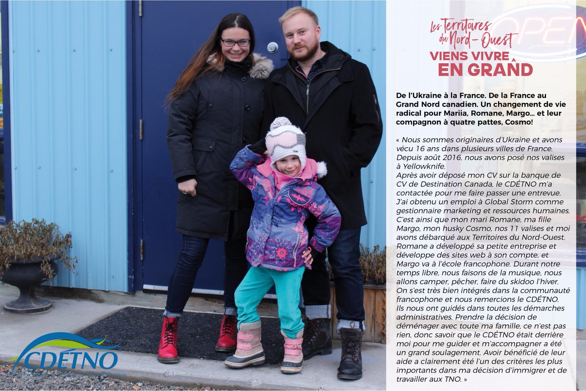 CDETNO's tweet photo. Ils l'ont fait. Et si c'était vous? Grâce à @DestCan, Mariia a décroché un emploi à Yellowknife #DestinationTNO #DestCan2017 #immfr https://t.co/x7NncxjUNC