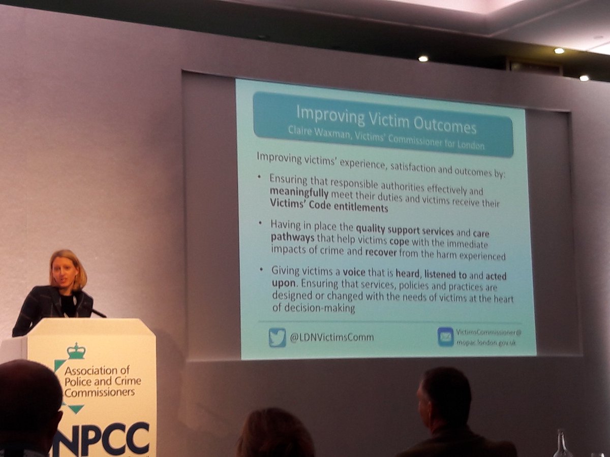 LDNVictimsComm's tweet photo. Good to share some of my work plan that will help drive better outcomes & experience for #victims @PoliceChiefs #policeconf17 https://t.co/bOmVLtcjqw