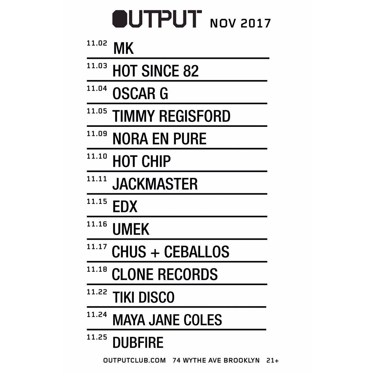 OutputClubBK's tweet photo. RT to win a pair of tickets to a November show of your choice. 

https://t.co/CwoWmFWFFx https://t.co/lSfOLKnvuB