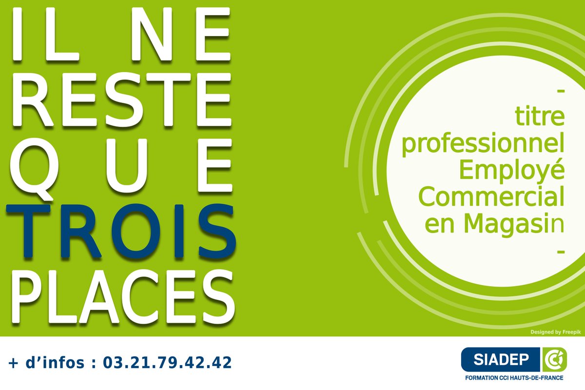 ❗❗❗ DERNIÈRES PLACES DISPONIBLES A LENS ❗❗❗
 Pour plus d'informations, contactez Maréva au 
03.21.79.42.42 ou 
mareva-bertin@siadep.com