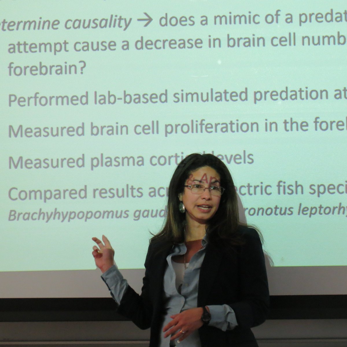 cburesearch's tweet photo. Thanks to Dr. Vicky Salazar for a fantastic sabbatical presentation on the advances on the study of electric signal plasticity! #CBUresearch https://t.co/p1uDqvl5Tg