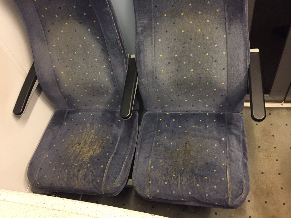 PipBezick's tweet photo. @LondonMidland .... And you expect me to sit on these seats 😱🤢 https://t.co/JphOwotOaq