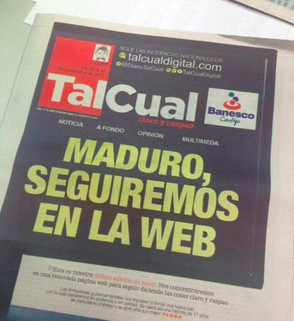 Jorgebarrosod's tweet photo. Cómo entender el mundo sin medios que difundan la información? Solidarios con trabajadores de @DiarioTalCual @sntpvenezuela @ActivismoPJ https://t.co/QY3f6XIbTO
