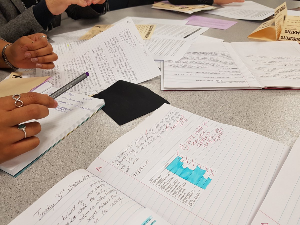 AmethystAcademy's tweet photo. The #english teams tables are awash with ideas on using Magpie key ideas and how to recast them into the students own work #AmethystTM2017 https://t.co/0GnXLg05xX