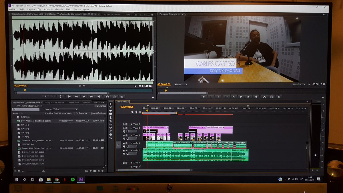 MirenDiodati's tweet photo. Acabant d'editar l'entrevista amb @castrocarles, director d'@eixdiari #UOCpost #professio https://t.co/2oQywWfTlA