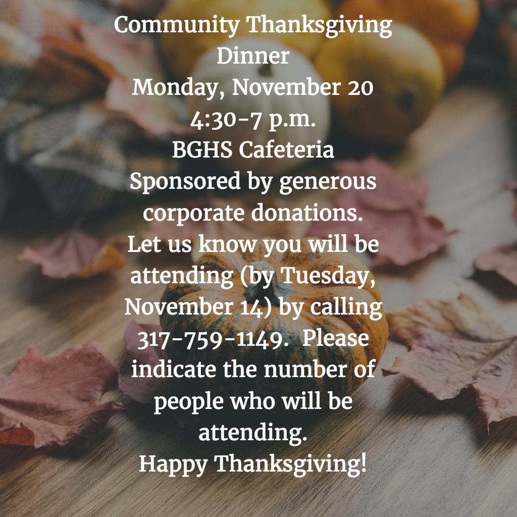 You can now RSVP for our Annual Community Thanksgiving Dinner!