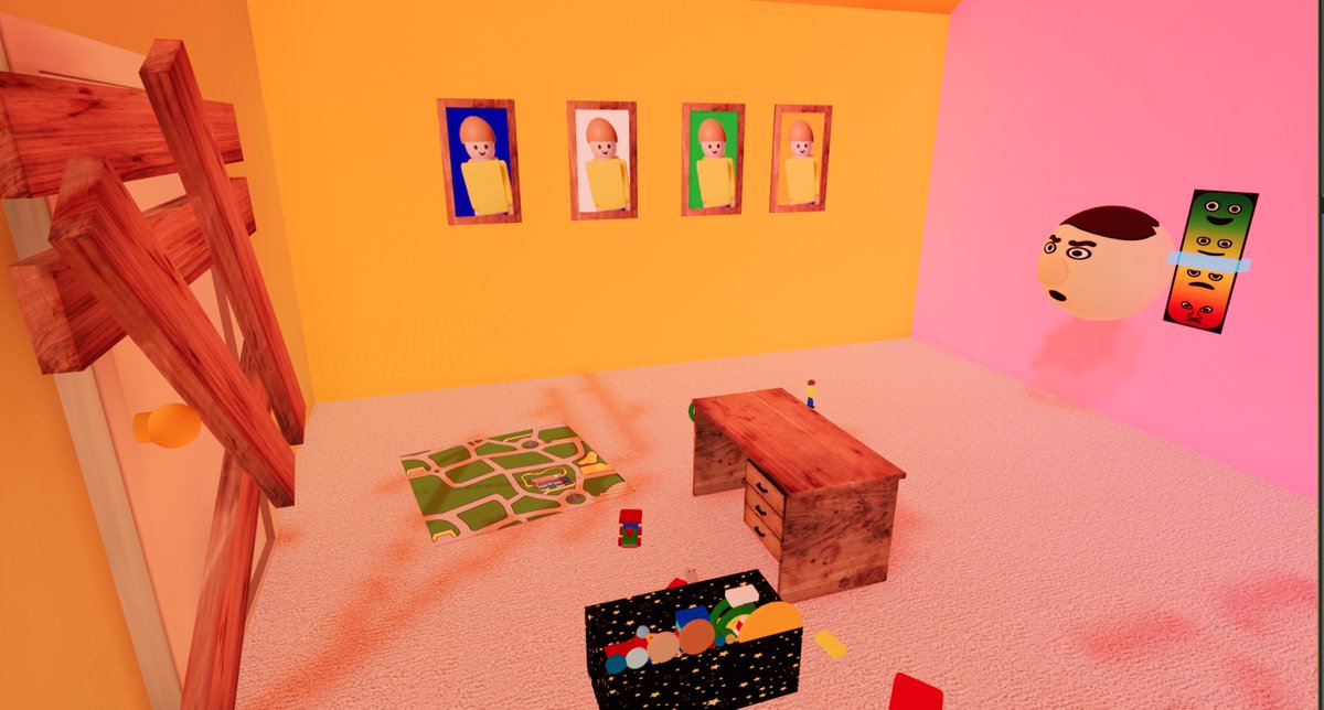 FortOfBoxes's tweet photo. Building out the room in #KnickKnackWackyStack Trying to find ways to make it more eerie 
#UE4 #VR #gamedev #games #HTCVive #gameart #gaming https://t.co/FGKDg1zKq1