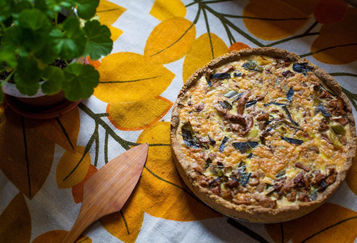 Cozy up with candles on a blustery autumn day and make this —> Chanterelle Tart with Rye Crust foodieunderground.com/chanterelle-ta…