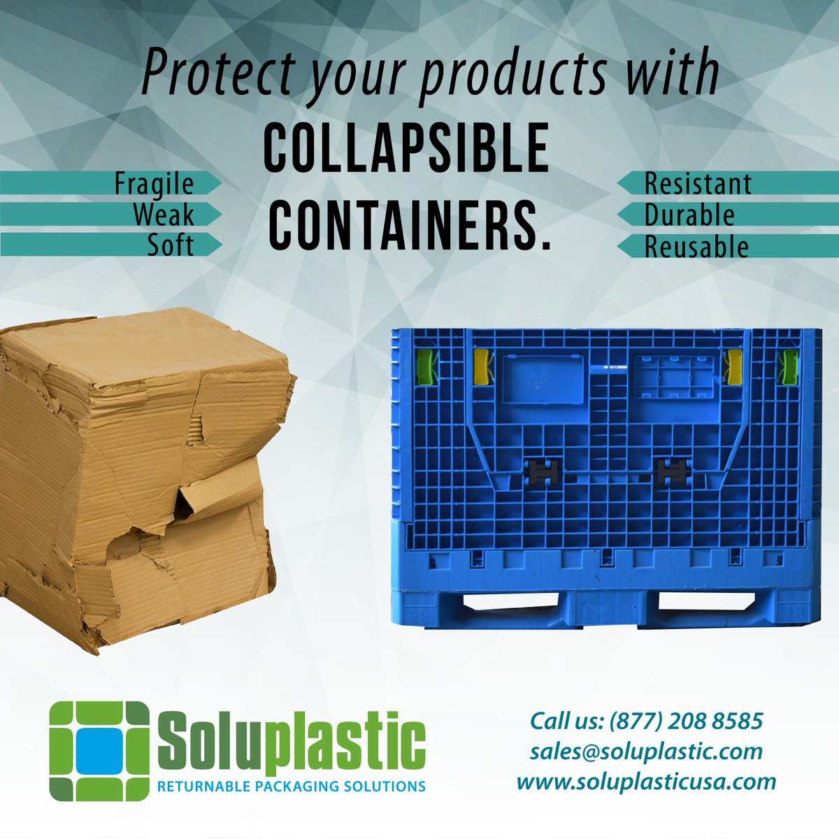 SoluplasticUsa's tweet image. Invest on #CollapsibleContainers!
#Packaging #Logistics
Phone: (877) 208 8585
sales@soluplastic.com
soluplasticusa.com