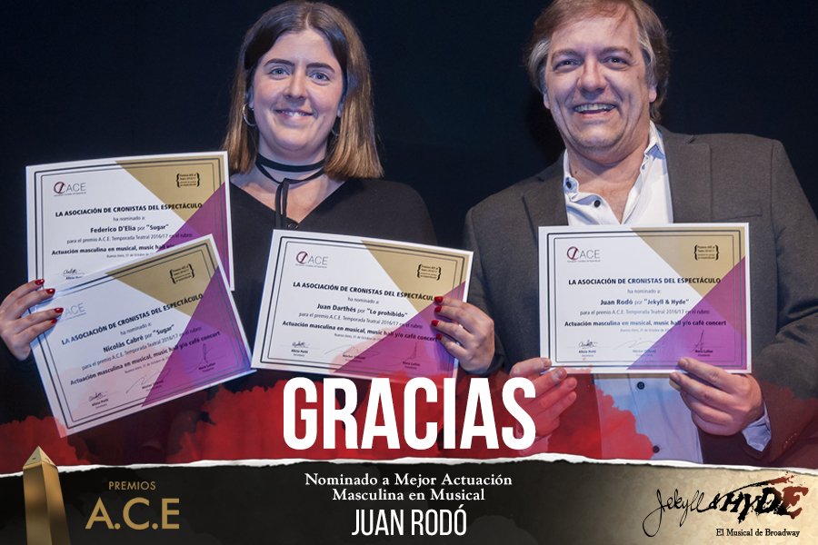 GRACIAS a la Asociación de Cronistas del Espectáculo por las nominaciones!!! #jekyllandhyde participa en 7 ternas de los #premiosace!!!