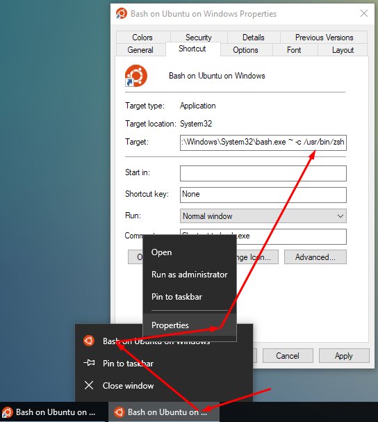 SpikePy's tweet photo. How to make #SubsystemForLinux #WSL start #zsh by default?
Change the shortcuts target to: C:\Windows\System32\bash.exe ~ -c /usr/bin/zsh https://t.co/FDmvbrwcOn