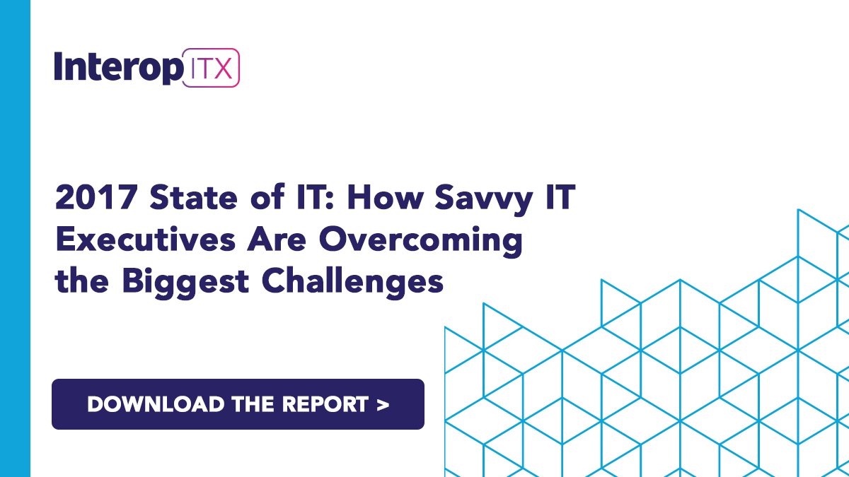 interop's tweet image. In this #technology-driven world, "innovation" has become expectation. Find out how IT leaders are overcoming: reg.interop.com/stateofit?kcod…