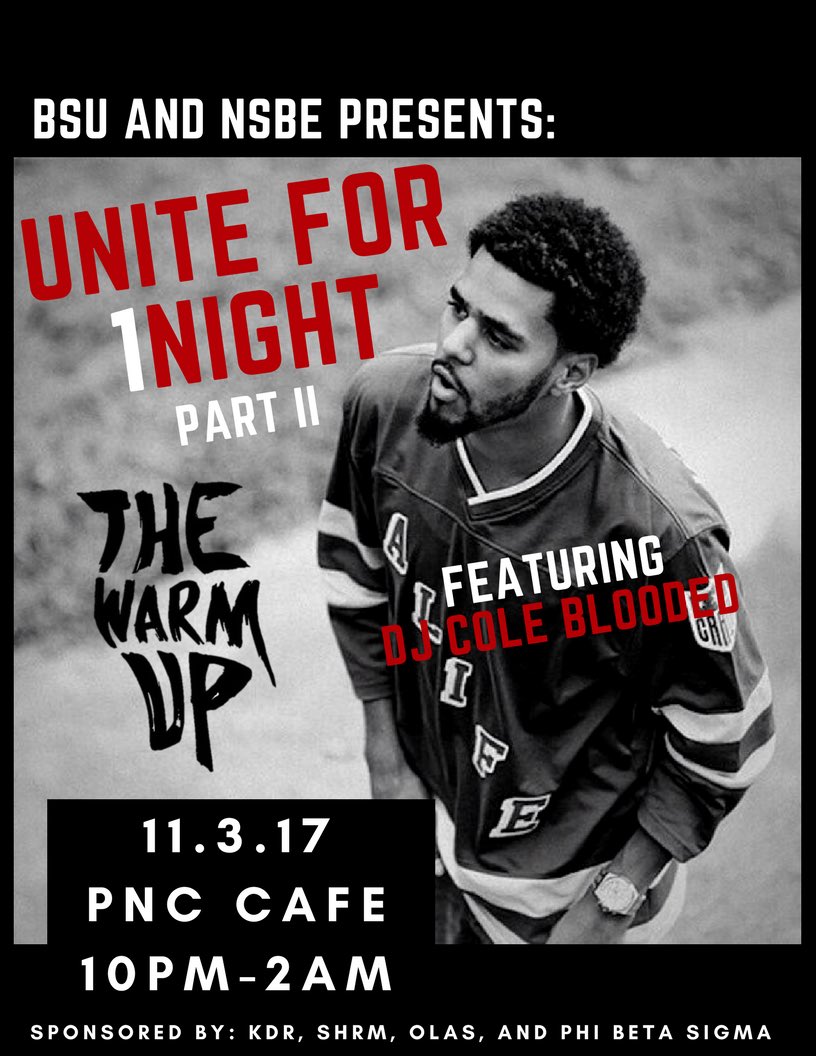 RMU_BSU's tweet photo. It’s A Lituation ! Tomorrow night from 10pm - 2am in the PNC Cafe. Come party with us at the #WarmUp https://t.co/69s7EGglg6