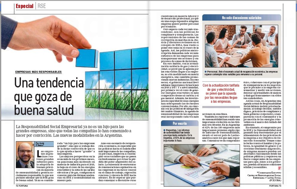 GFPRENSA's tweet image. #BuenJueves #Tendencias #RSE @julian_dangelo en Revista @Fortunaweb "la RSE dejo de ser un lujo para convertirse en modelo de gestión"