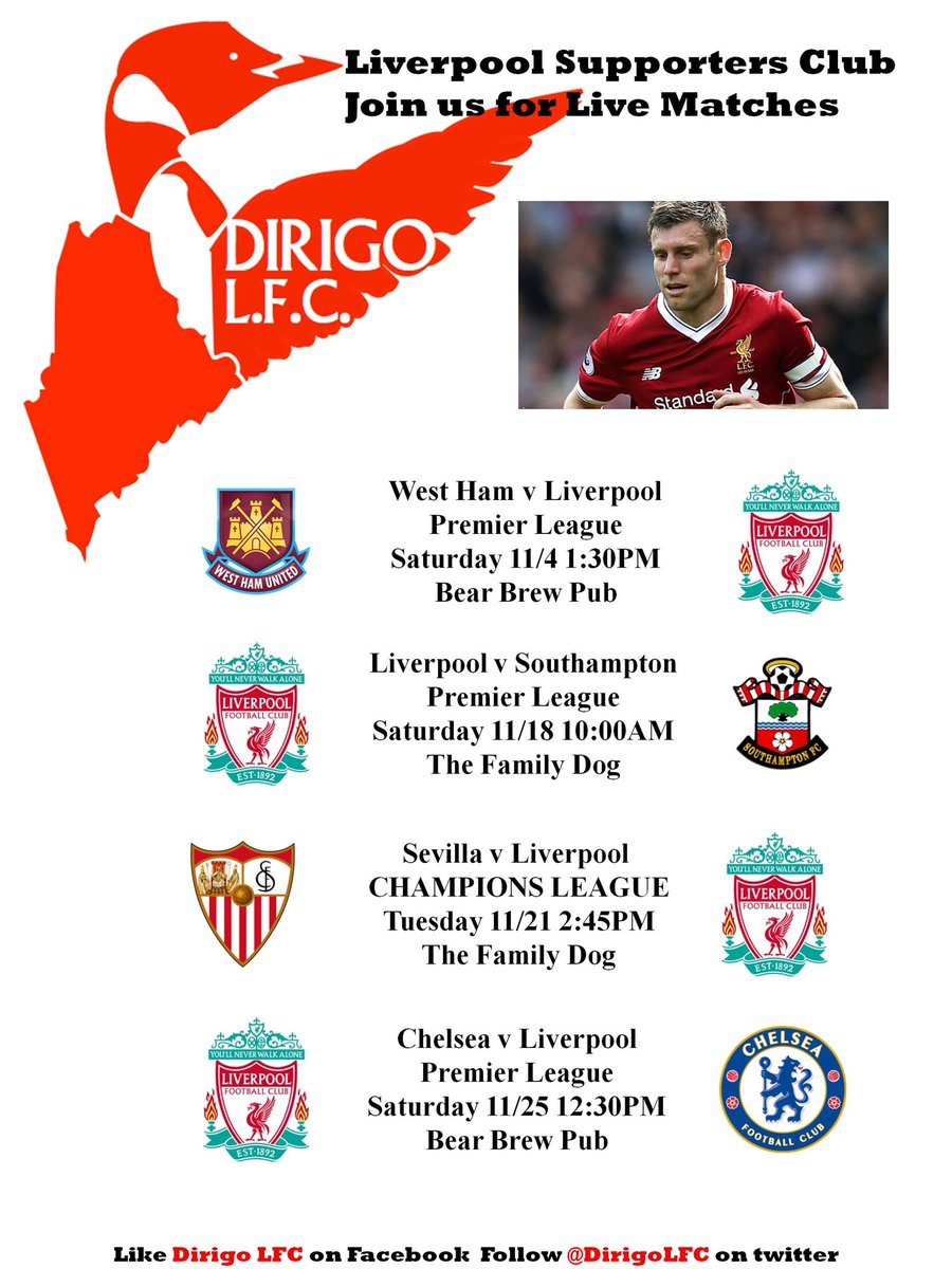 DirigoLFC's tweet photo. Upcoming LFC match times and watch party locations: https://t.co/PpRVRGcf2A