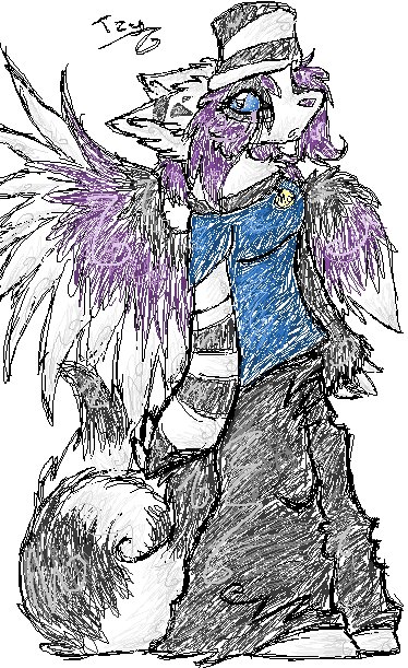 Zahzu's tweet photo. While we're reliving past shame, here's a #FursonaRedraw I did of an early Zahzu design! She was a lemur/cat/ferret/hamster/dragon/gryphon π https://t.co/dS907j1xpU