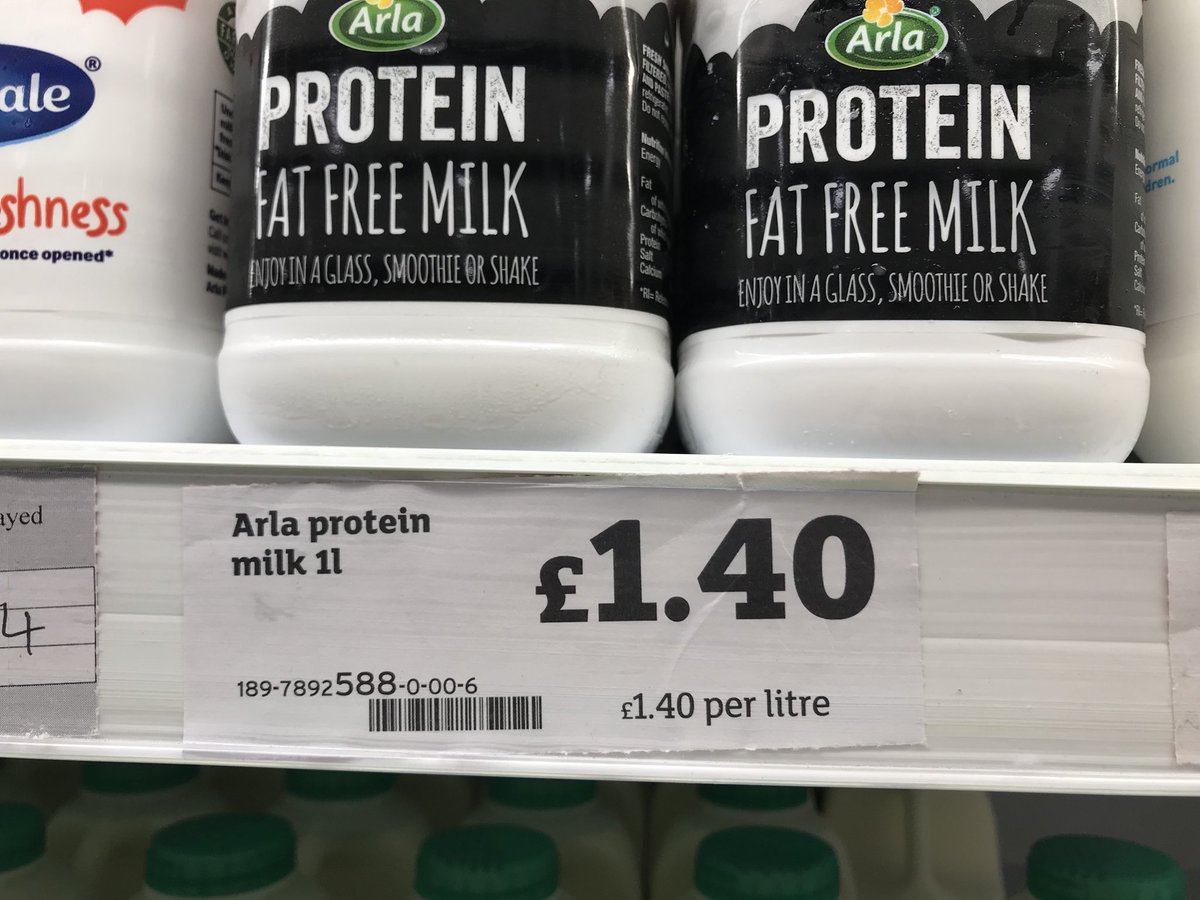 icedcappu's tweet photo. #Arla’s new one #protein milk is a total #ripoff! Exact same stats as their BoB milk (which we love!) but nearly double the price per 100ml https://t.co/oBMVpyX82j