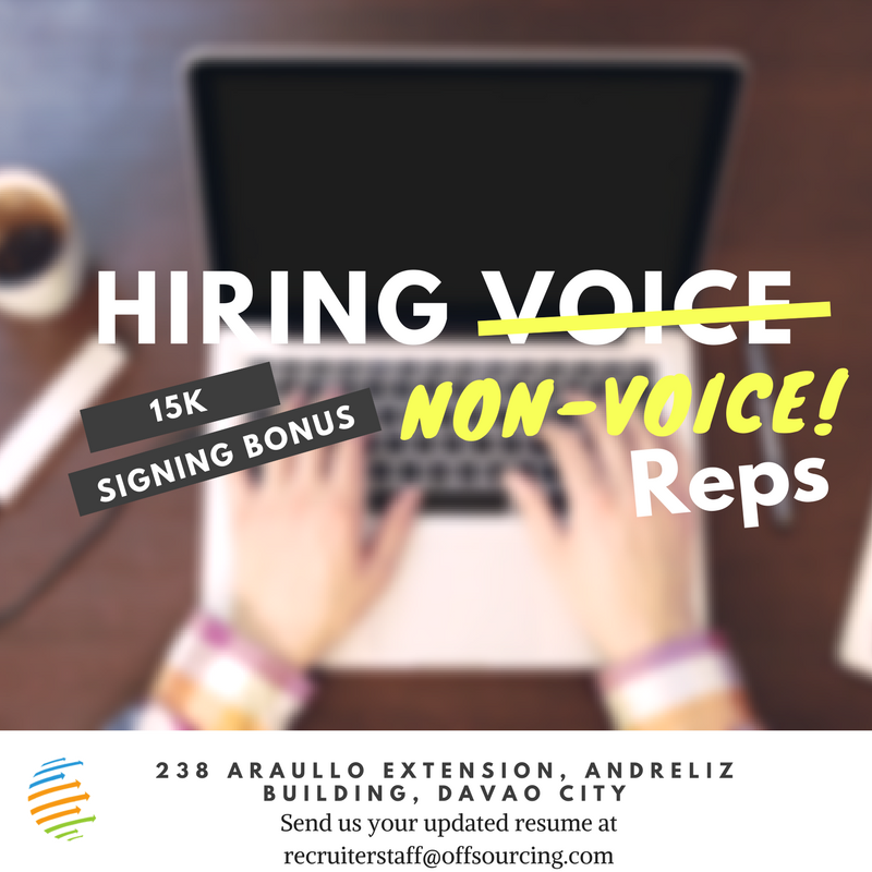 awesomeosinc's tweet photo. Join us now! 15K signing bonus is still up! #BPO #BeAwesome #OffsourcingPhilippines #Jobs2017 #Davao #CallCenter https://t.co/XHTDJkNjr5