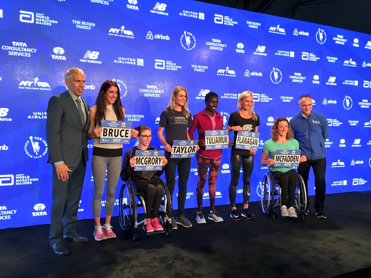 nycmarathon's tweet photo. These are the American professional women who will be battling it out on the #TCSNYCMarathon course this Sunday, Nov. 5. Who do you have? https://t.co/4sBLaE5uvV