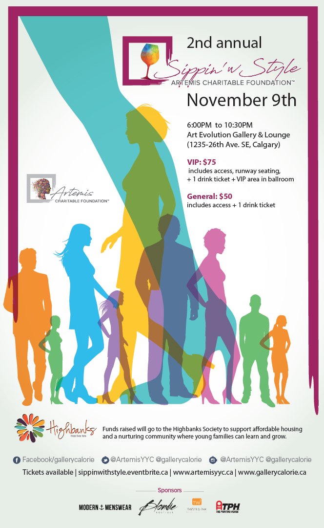 HIGHBANKS_'s tweet photo. November 9th - The fashion event of the season! @ArtemisYYC hosts #SippinwStyle in support of @HIGHBANKS_ Join us for fashion & fun! https://t.co/gqd25QdyBl