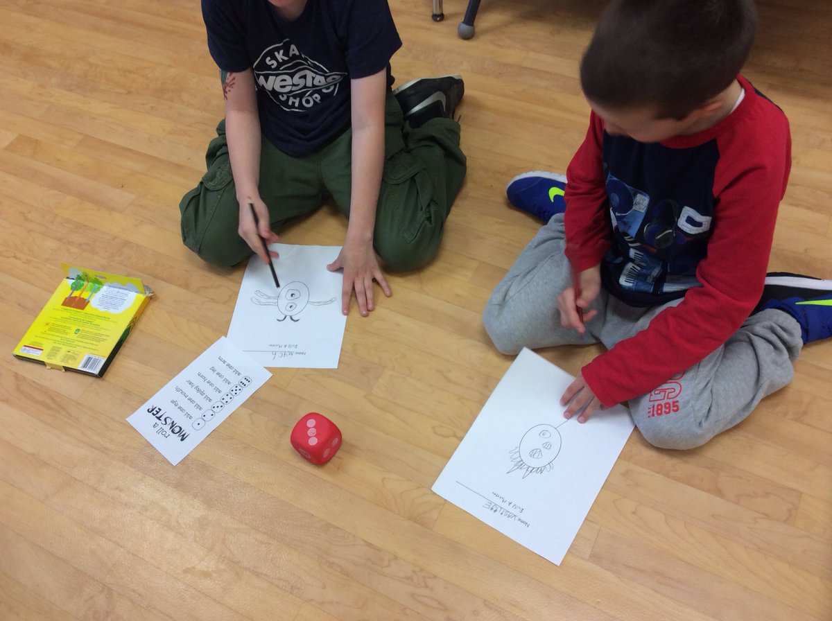 AlpineKindy3's tweet photo. Making silly monsters with our buddies playing Roll a Monster #funmathgames with @AlpineRm4 https://t.co/SgjGtfob6o