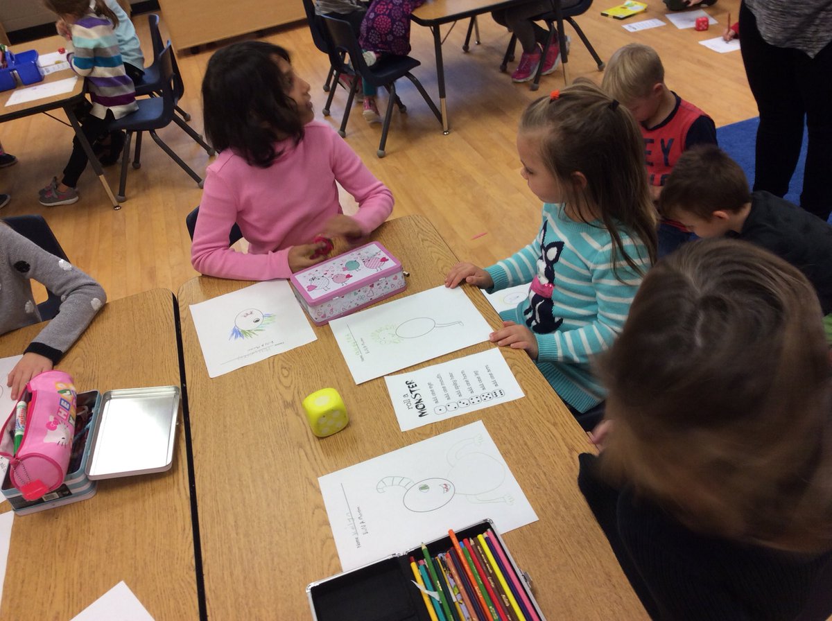 AlpineKindy3's tweet photo. Making silly monsters with our buddies playing Roll a Monster #funmathgames with @AlpineRm4 https://t.co/SgjGtfob6o