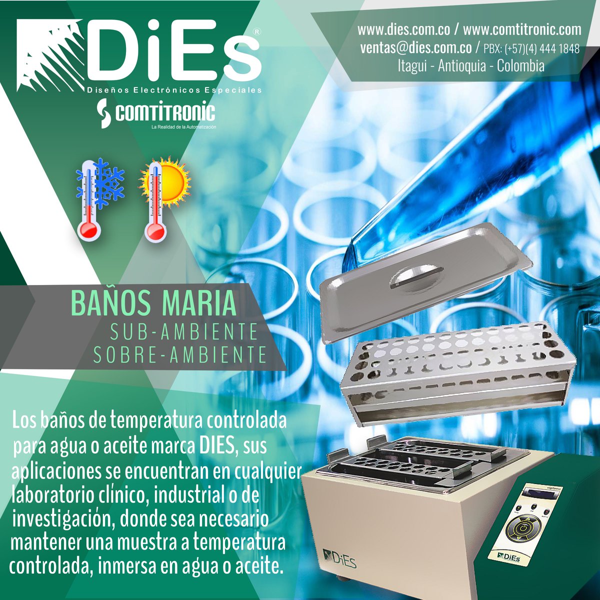 ComtitronicSAS's tweet photo. BAÑOS MARIA - DIES S.A.S - ventas@dies.com.co - https://t.co/gRN7jnPiSe - #bañosmaria #mariabaths #baños #baths #hotbaths #coolbaths #dies https://t.co/9zJQV3NrbQ