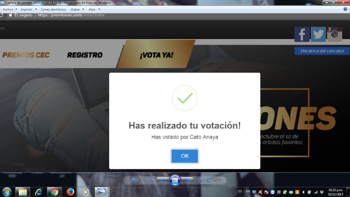 Naly2010's tweet photo. @CatoAnaya listo ya vote por #CatoAnaya en las 2 categorias en que te nominaron en los #PremiosCEC https://t.co/xUg1jxwodc