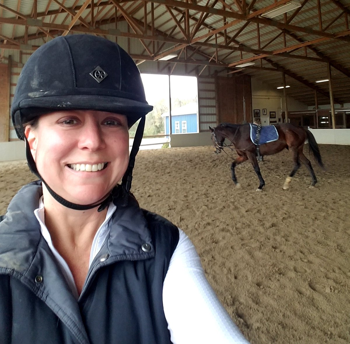 JennOrrBuchanan's tweet photo. Not a selfie person at all but when I can get a picture with my boy #OTTB LT's Best Tale retraining, can't help myself... #HorseMud #LTRocks https://t.co/V2VmLhCuDq