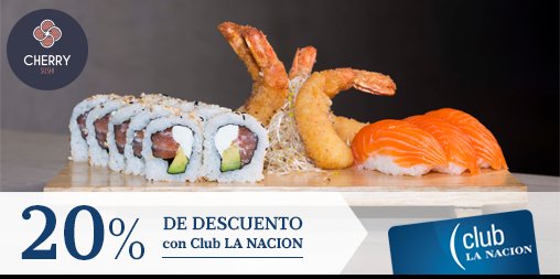 No tenés ganas de cocinar??? 😒 Te traemos la solución! 👉💡 Con Club tenes 20% en <a href="/Cherry_Sushi/">Cherry_Sushi</a>!!! 🍣🍥🍽
➡bit.ly/ClubLN-cherrys…