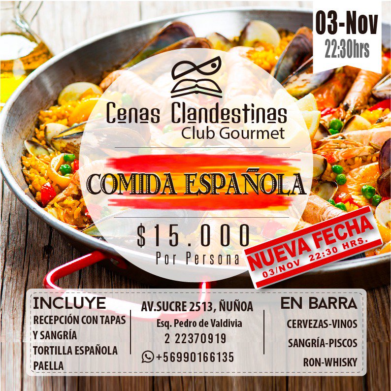 cafeartefacto's tweet photo. ULTIMOS CUPOS ** VIERNES 03/NOV 22:30 hrs ** PAELLA Y MUCHO MAS... Solo 6 disponibles...Los Esperamos... https://t.co/Hrr0tBnDu2