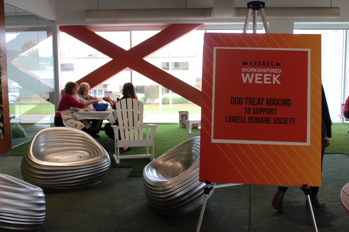 UKGInc's tweet photo. Today, Kronites packed winter care packages for @LazarusHouseInc, made dog treats for @LowellHumane, & more! #WorkInspiredWeek #GiveInspired https://t.co/EsUyRNW6sk