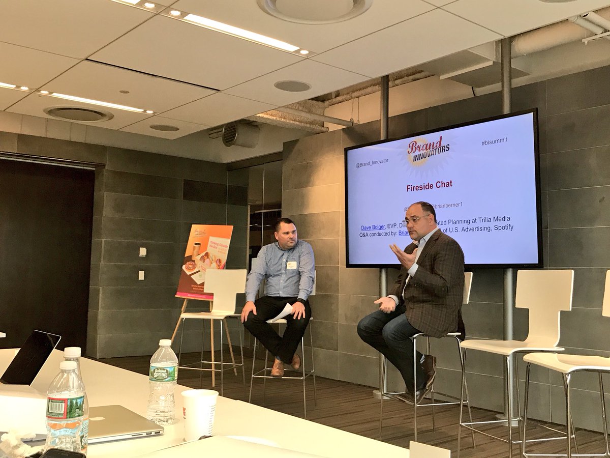 BrandInnovators's tweet photo. Live @ #BISummit: Harnessing the widespread power of media with @TriliaMedia’s @DWBolger &amp; @Spotify’s @brianberner1 📲🎥📺💻 https://t.co/ge3QRjyvzf