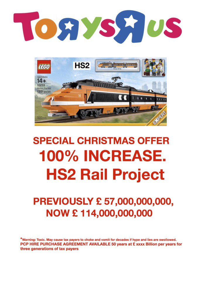 OccupyLondon's tweet photo. A neoliberal robbery of our money
Over £100 billion for #hs2 vanity project
Filling troughs @KPMG etc
#hs2forthefew https://t.co/JXDhzzFObC