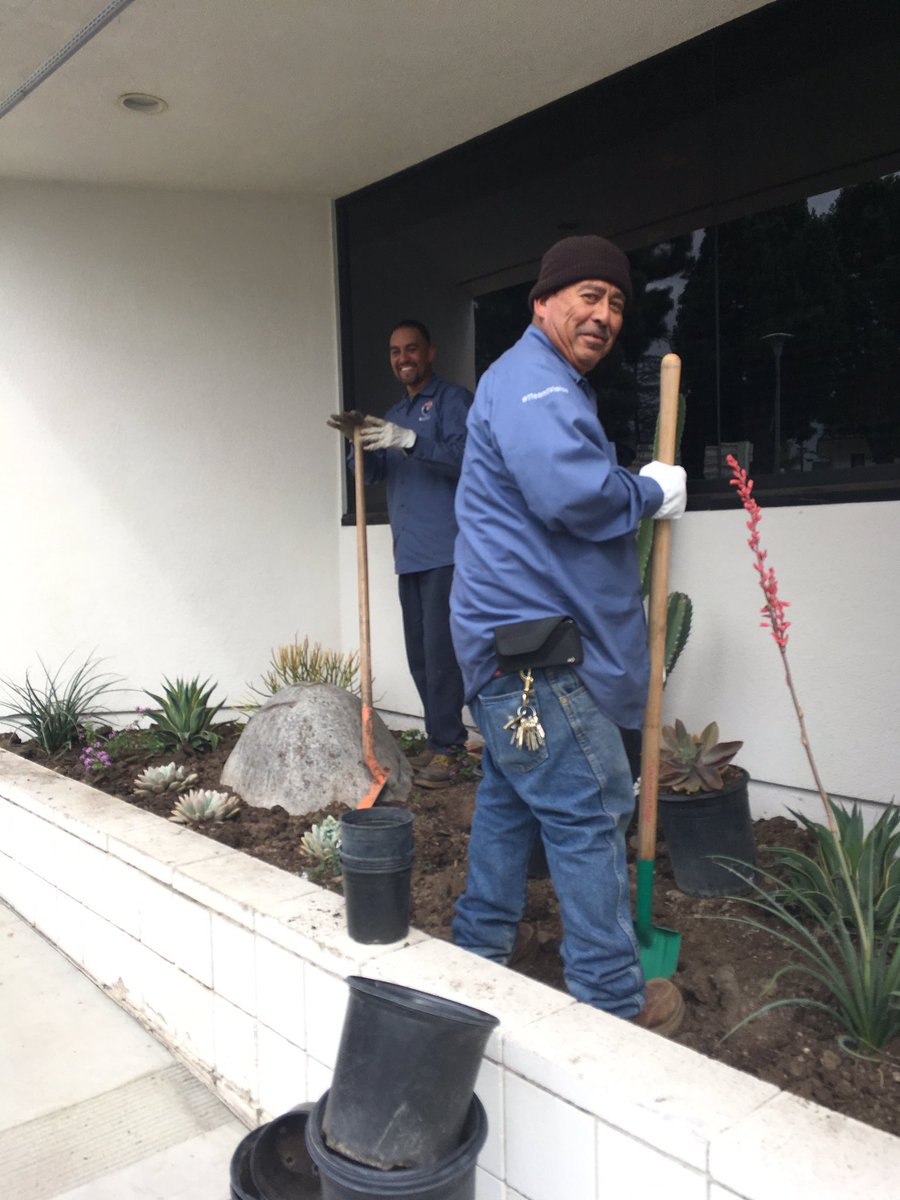 The Grounds Crew making the District Office beautiful. Thanks guys for all your hard work. @LhcsdCrew @LHSchools #1Team1Vision #beautifulDO