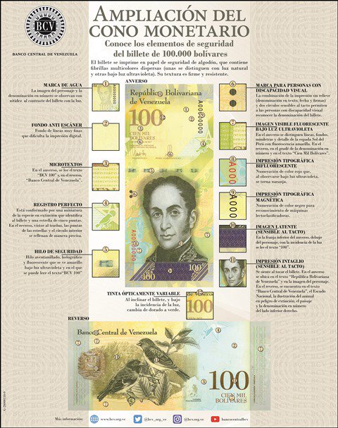 Esta semana entra en circulación billete de 100 mil bolívares goo.gl/VFKmMk