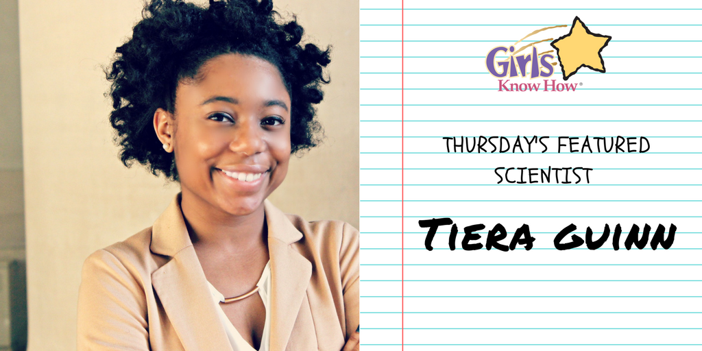AskGirlsKnowHow's tweet photo. This Thursday's Featured Scientist is Tiera Guinn, a 22-year-old who is already working for @NASA. #SuperScienceGirls #GirlsKnowHow https://t.co/S21igHx01u