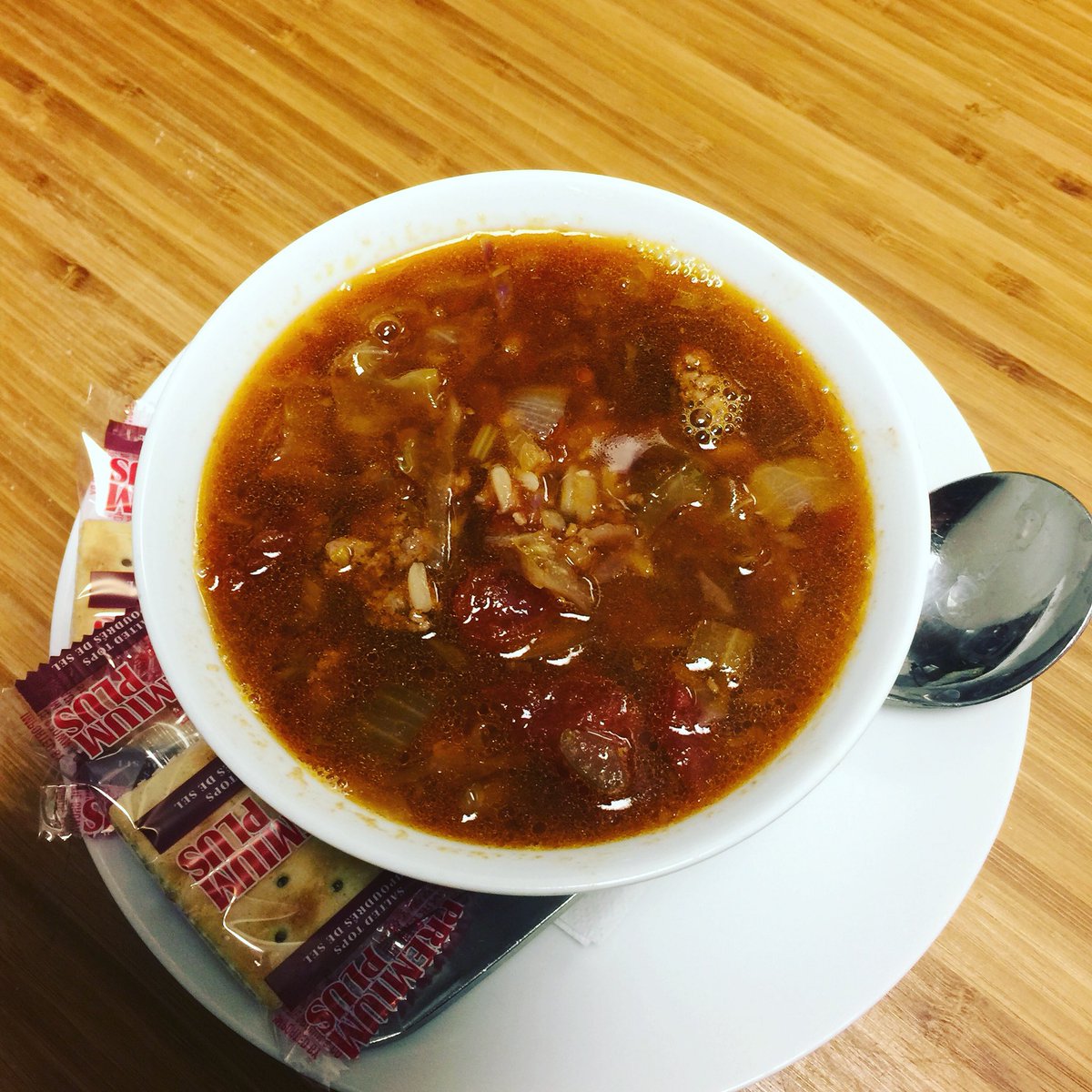 Phattonystruck's tweet photo. What could be better than a delicious bowl of lazy cabbage roll soup on this cold day?! #leduc #yeg #yegeats #homemadesoup #cobbsbread https://t.co/GGgvAGcvbD